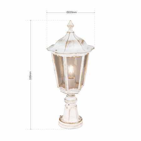 Antike Sockellampe weiß