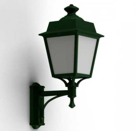 grüne Außenlampe für Hausecke