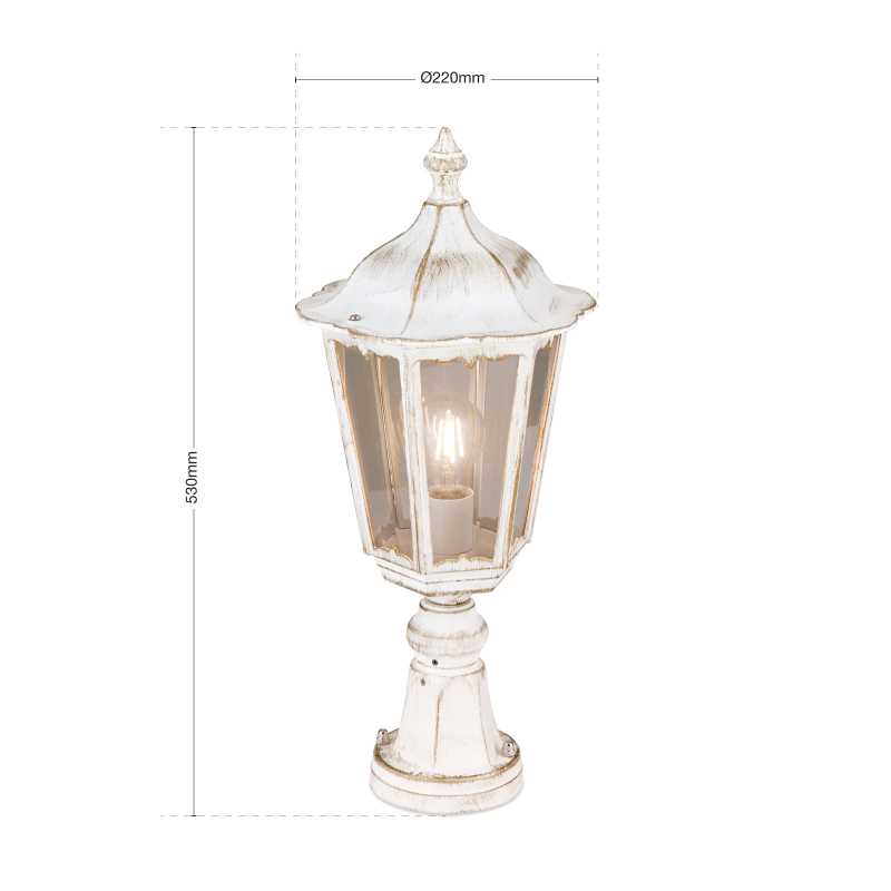 Antike Sockellampe weiß